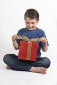 Kid opens gift
